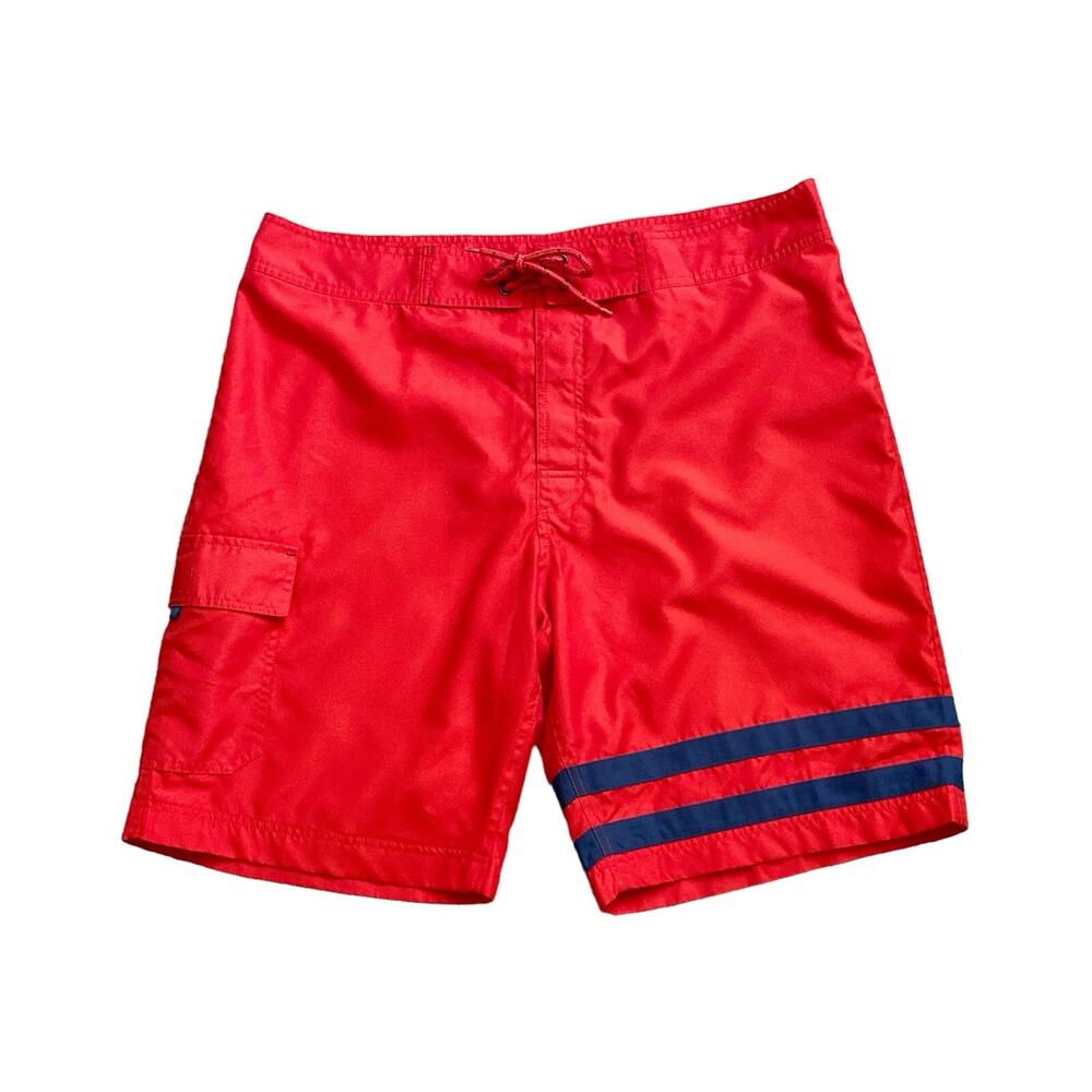 Gap Mens Red Blue Striped Mesh Lined Swim Trunks Size XL